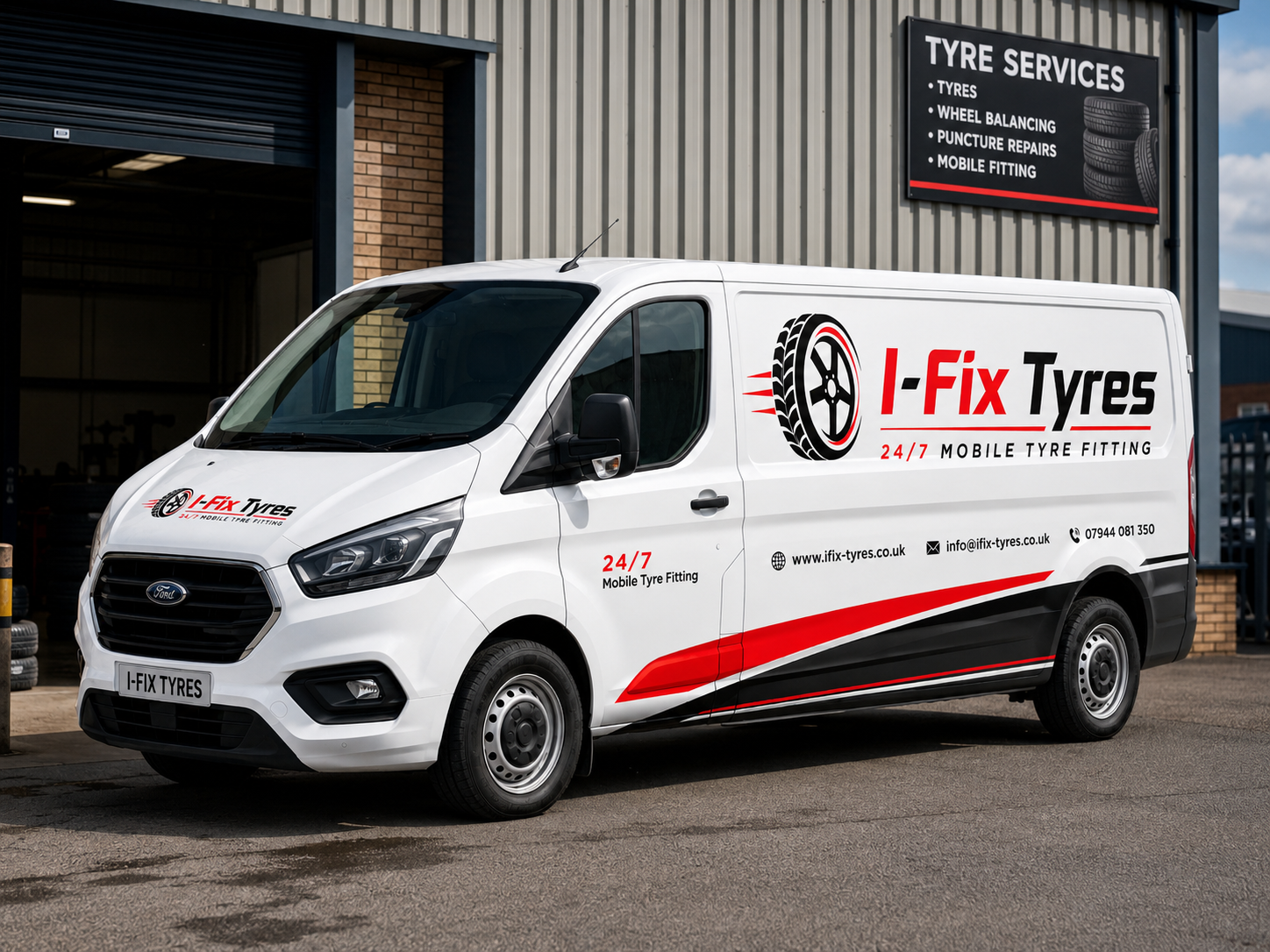 I-Fix Tyres 24/7 mobile tyre fitting van at depot